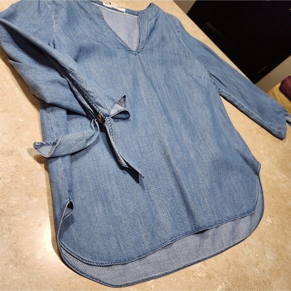 𝅺Michael, Michael Kors, Blue Denim Blouse - Sx - Picture 4 of 9
